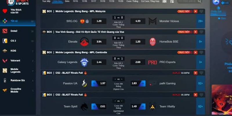 Các loại kèo cược eSports phổ biến tại sảnh IM BK8