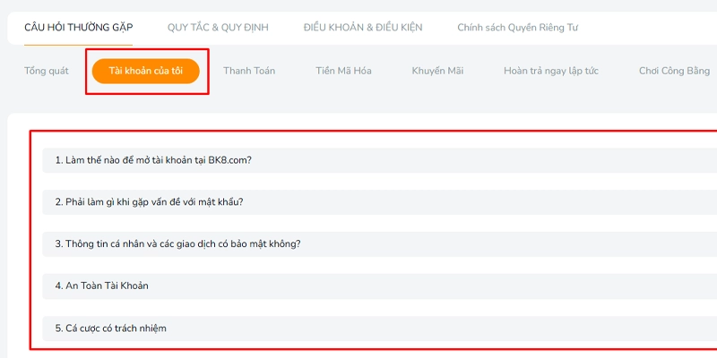 Câu hỏi thường gặp về BK8