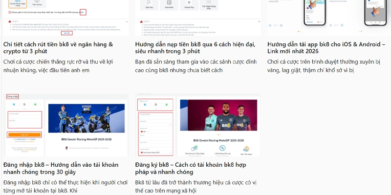 Hướng dẫn mọi thao tác BK8 cho người mới