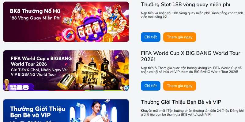 Làm cách nào mới được tham gia khuyến mãi BK8