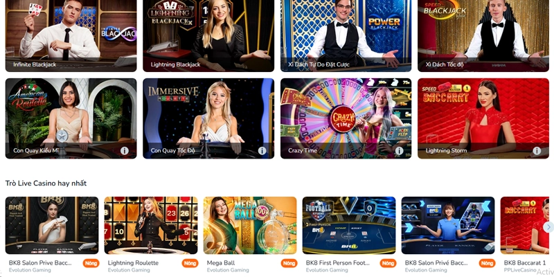 Top các tựa game ăn khách nhất định phải thử tại EVO Casino